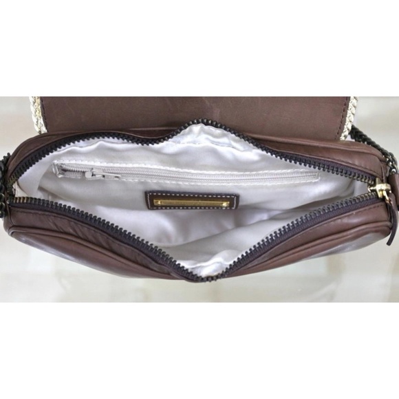 Giuseppe Zanotti Brown Leather Shoulder Bag Purse Handbag Gold Chain - Picture 7 of 10